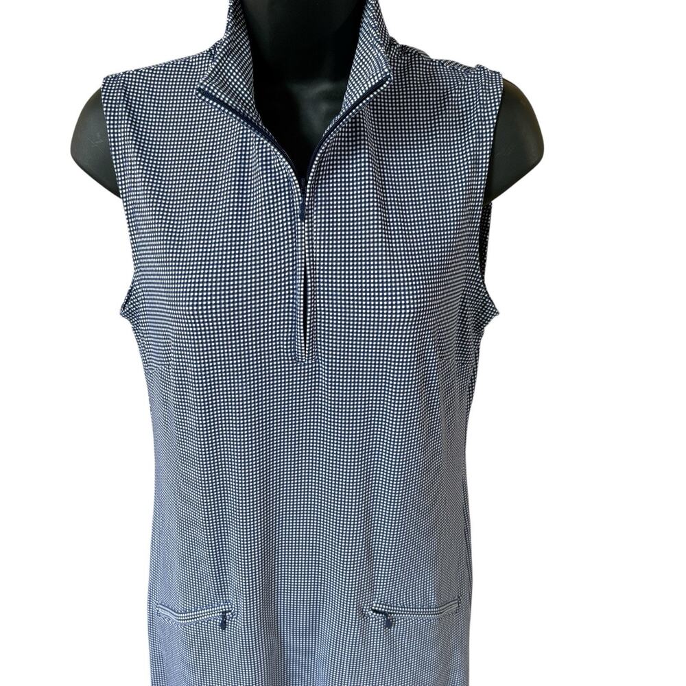 IBKUL Golf Dress Women's Size Small Sleeveless Blue White Check Activewear